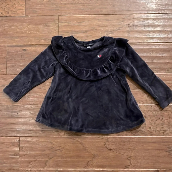 Tommy Hilfiger Girl’s Navy Blue Velvet Dress Size 2T - Picture 1 of 6